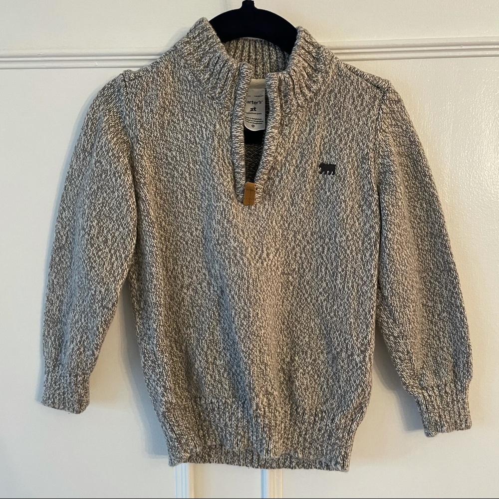 Carter’s Gray Heathered Half Zip Collared Sweater